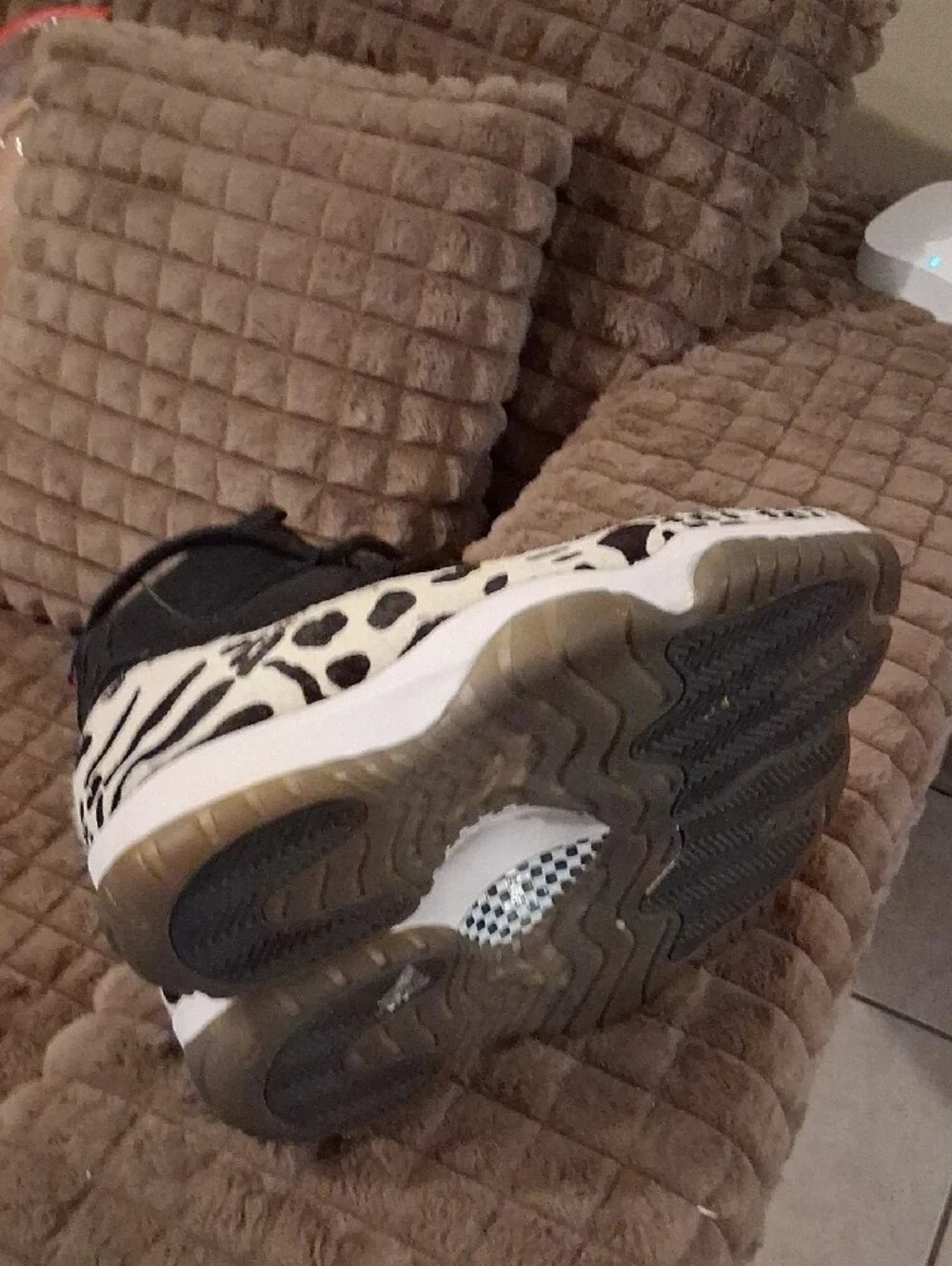 Jordan Men's Black and White Animal Print High-Top Sneakers